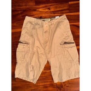 Swiss Cross Mens 36 Tan Khaki Twill 7-Pocket Cargo Shorts 100% Cotton